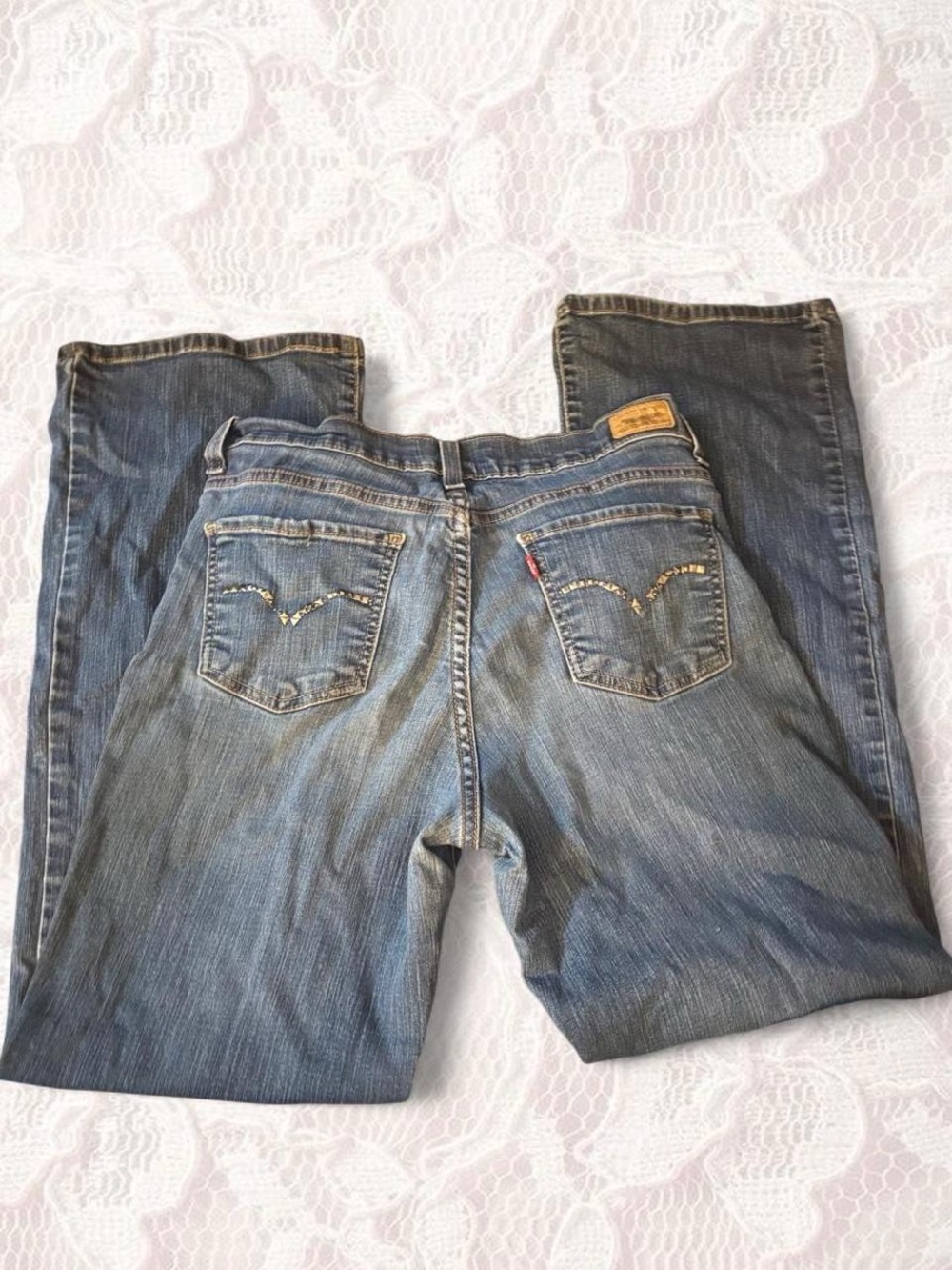 Levi's Women's Blue Bootcut Jeans with Embellished Back Pockets